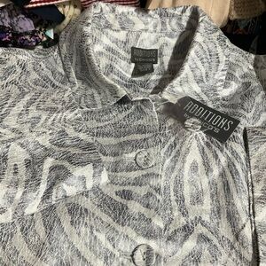 Chico’s 2 Siberian shimmer THAYER jacketed earl gray NWT long sleeve button